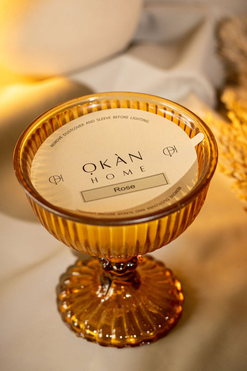 AMBER GLASS BOWL TWO-WICK