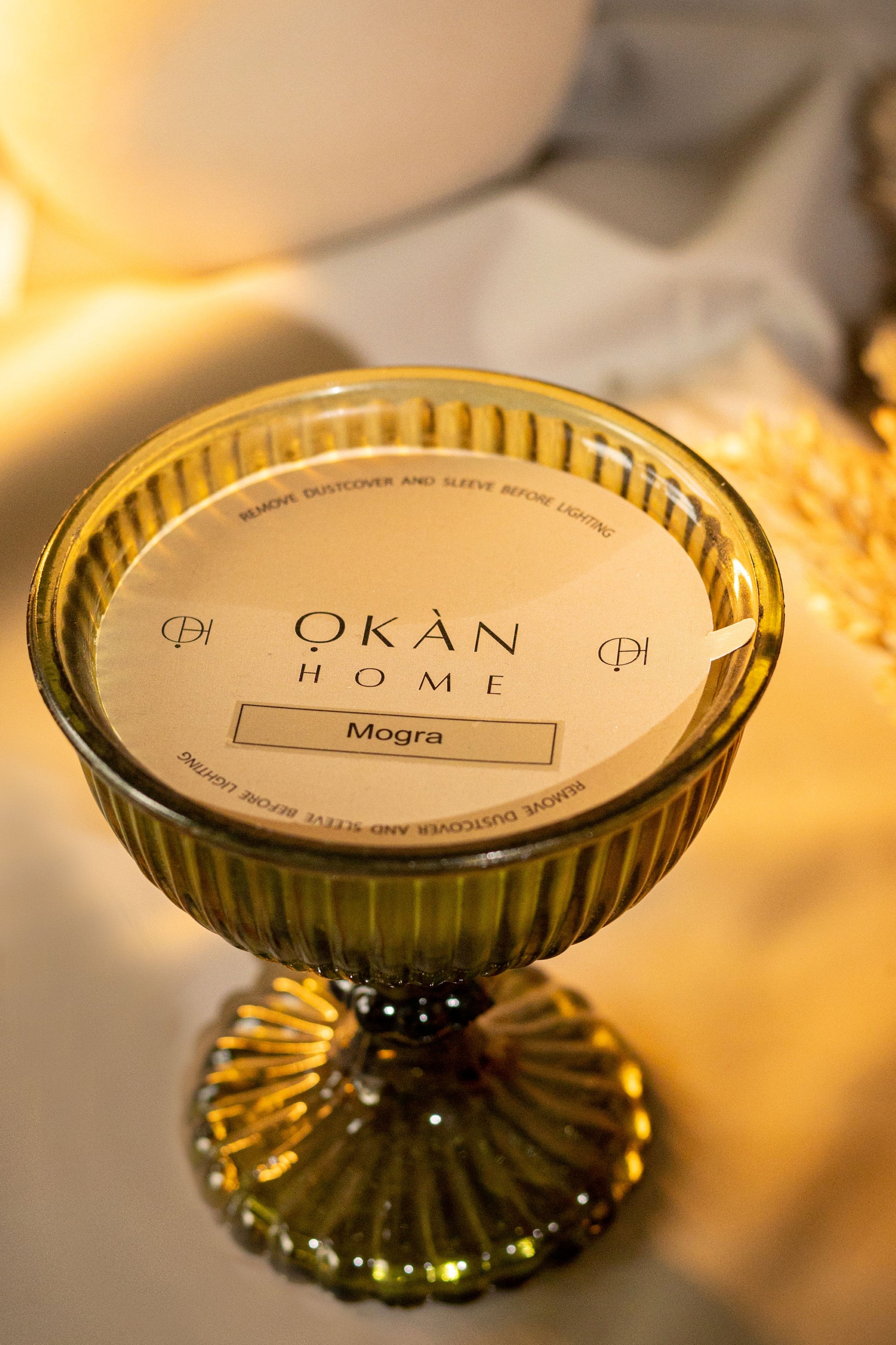 OLIVE GREEN BOWL TWO-WICK