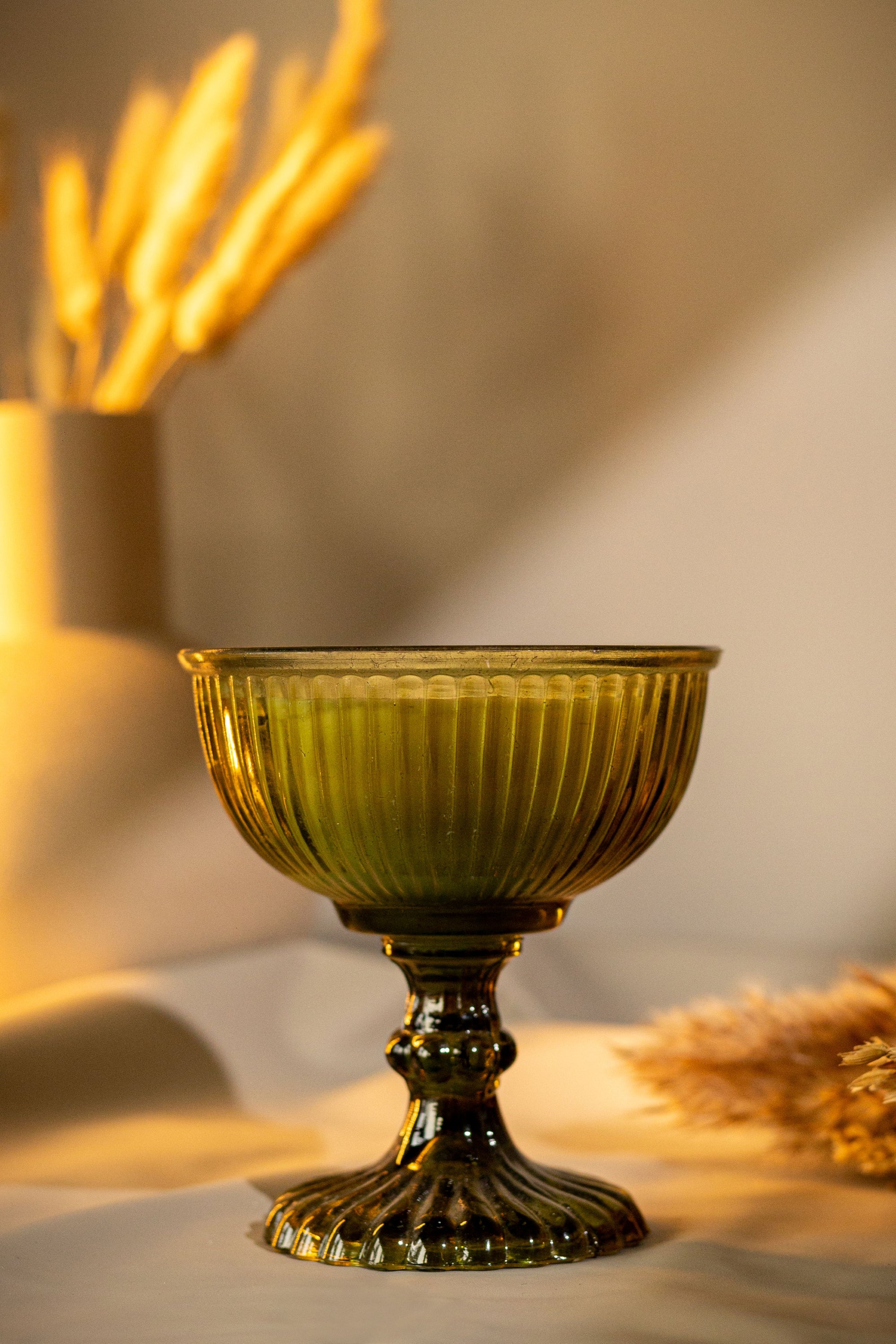 OLIVE GREEN BOWL TWO-WICK