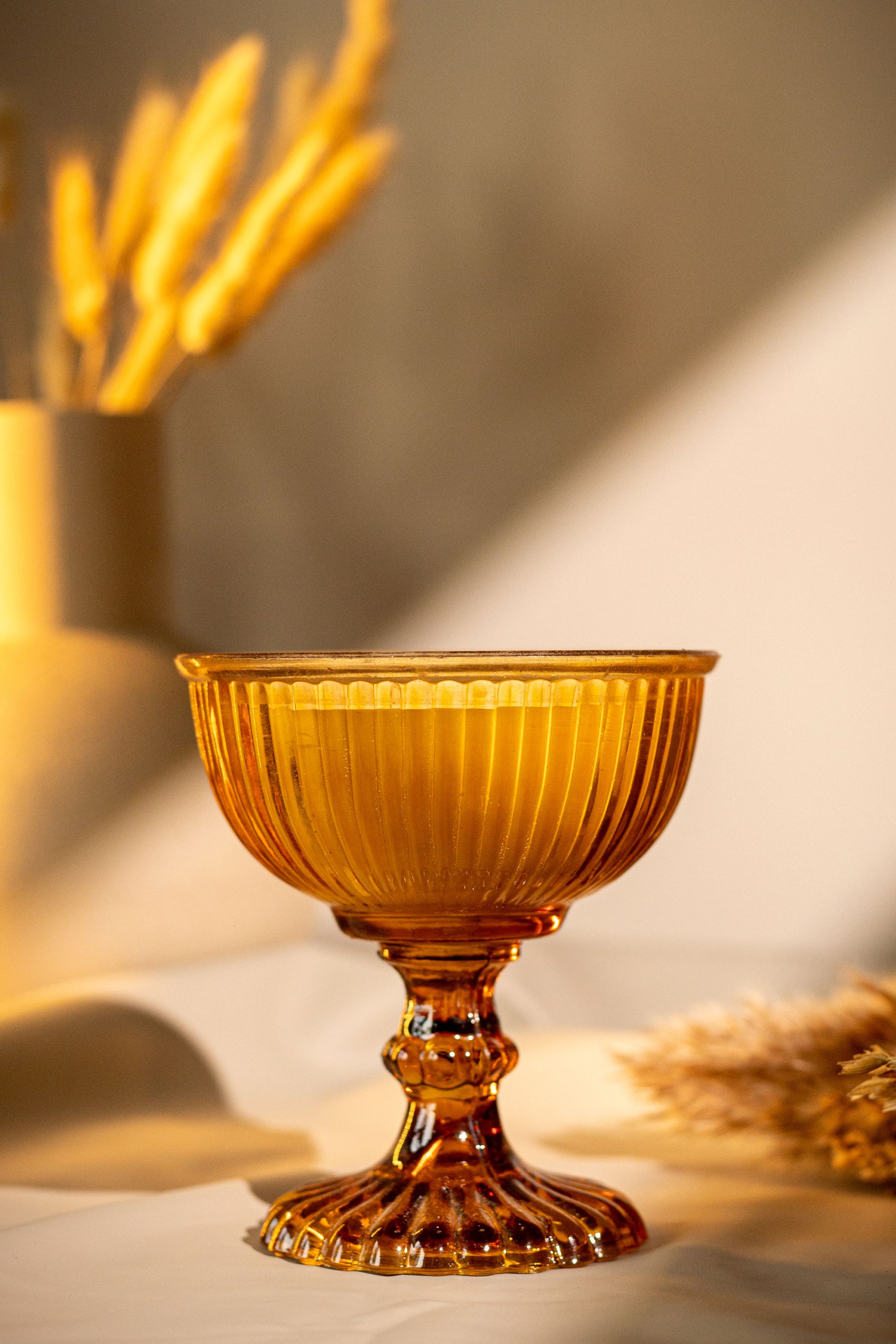 AMBER GLASS BOWL TWO-WICK